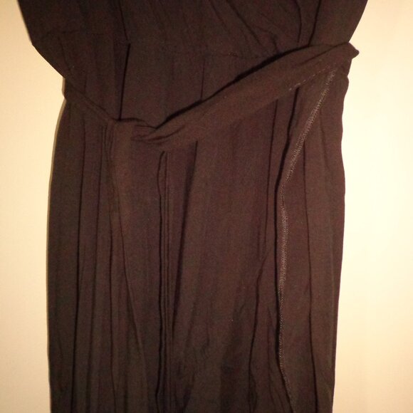 NEW GRECERELLE Maxi Wrap Dress M Black Waist Ties Ruffled Cap Sleeves V-Neck - Picture 9 of 16